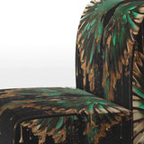 Green And Gold Angel Wings II- Upholstered Accent Chair