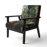 Green And Gold Angel Wings II- Upholstered Accent Chair