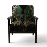 Green And Gold Angel Wings II- Upholstered Accent Chair