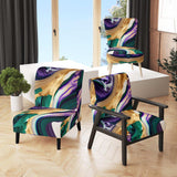 Purple, Green And Gold Bold Strokes I- Upholstered Accent Chair