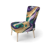 Purple, Green And Gold Bold Strokes I- Upholstered Accent Chair