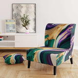 Purple, Green And Gold Bold Strokes I- Upholstered Accent Chair