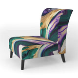 Purple, Green And Gold Bold Strokes I- Upholstered Accent Chair