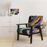 Purple, Green And Gold Bold Strokes I- Upholstered Accent Chair