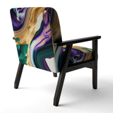 Purple, Green And Gold Bold Strokes I- Upholstered Accent Chair