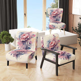 Pink And Purple Rose Design- Upholstered Accent Chair