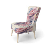 Pink And Purple Rose Design- Upholstered Accent Chair