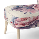 Pink And Purple Rose Design- Upholstered Accent Chair