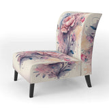 Pink And Purple Rose Design- Upholstered Accent Chair