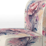 Pink And Purple Rose Design- Upholstered Accent Chair