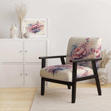 Pink And Purple Rose Design- Upholstered Accent Chair