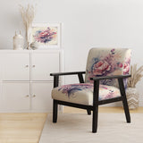 Pink And Purple Rose Design- Upholstered Accent Chair