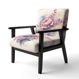 Pink And Purple Rose Design- Upholstered Accent Chair