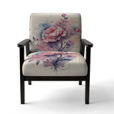 Pink And Purple Rose Design- Upholstered Accent Chair