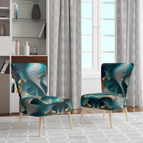 Abstract Geode Turquoise II- Upholstered Accent Chair
