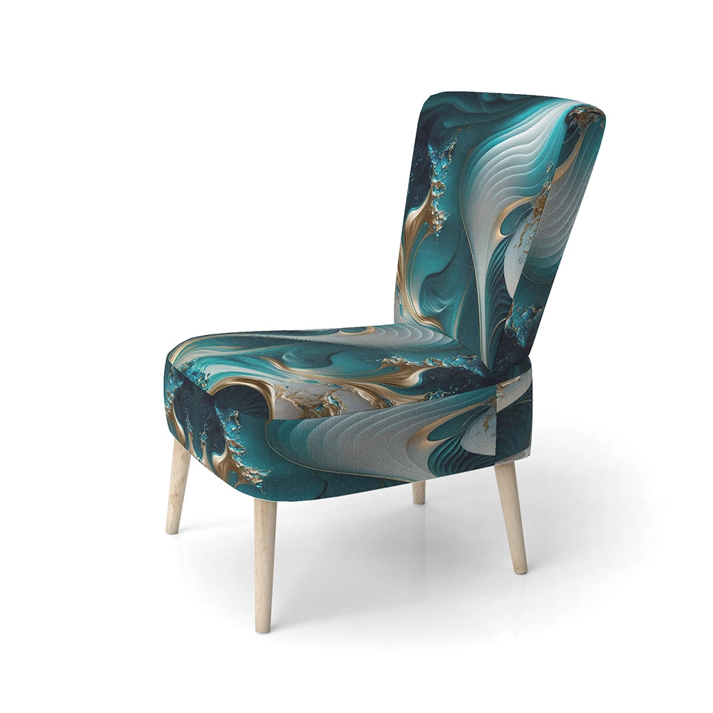 Abstract Geode Turquoise II- Upholstered Accent Chair