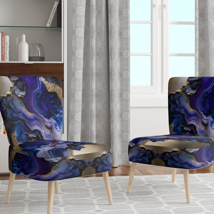 Abstract Geode Gold And Purple Marble - Modern Arm Chair