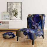 Abstract Geode Gold And Purple Marble - Modern Arm Chair