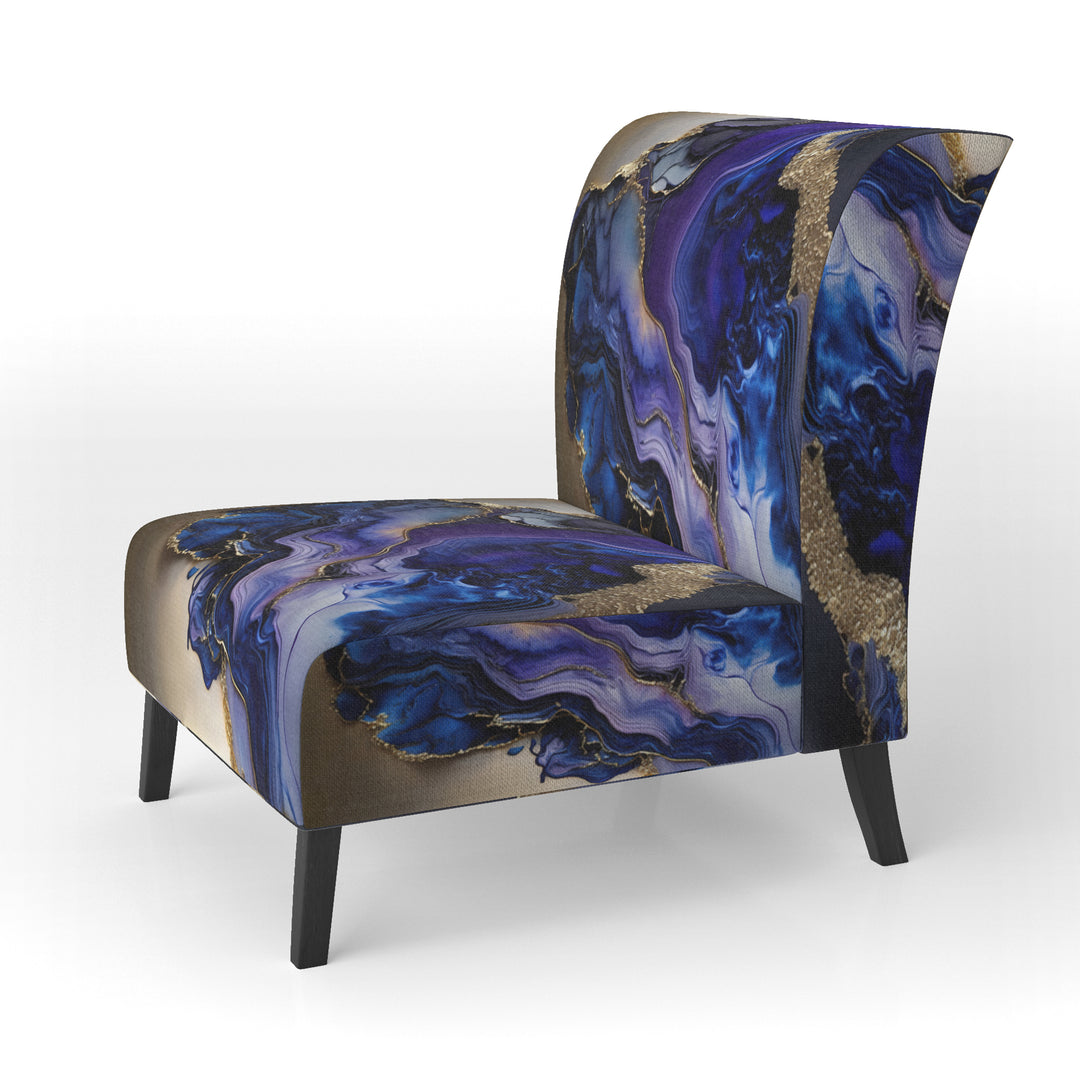 Abstract Geode Gold And Purple Marble - Modern Arm Chair