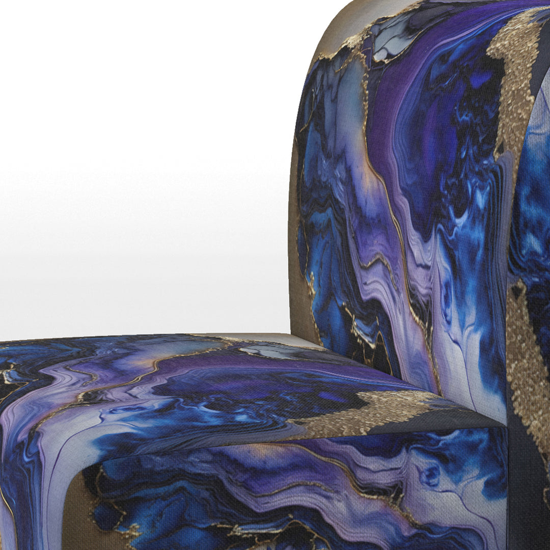 Abstract Geode Gold And Purple Marble - Modern Arm Chair