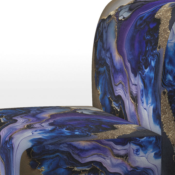 Abstract Geode Gold And Purple Marble - Modern Arm Chair
