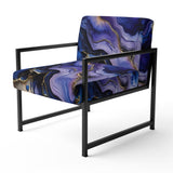 Abstract Geode Gold And Purple Marble - Modern Arm Chair