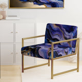 Abstract Geode Gold And Purple Marble - Modern Arm Chair