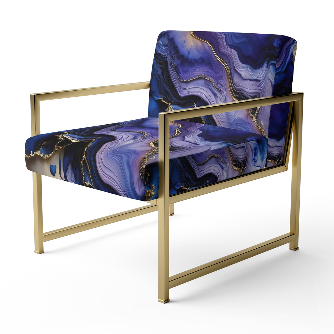 Abstract Geode Gold And Purple Marble - Modern Arm Chair