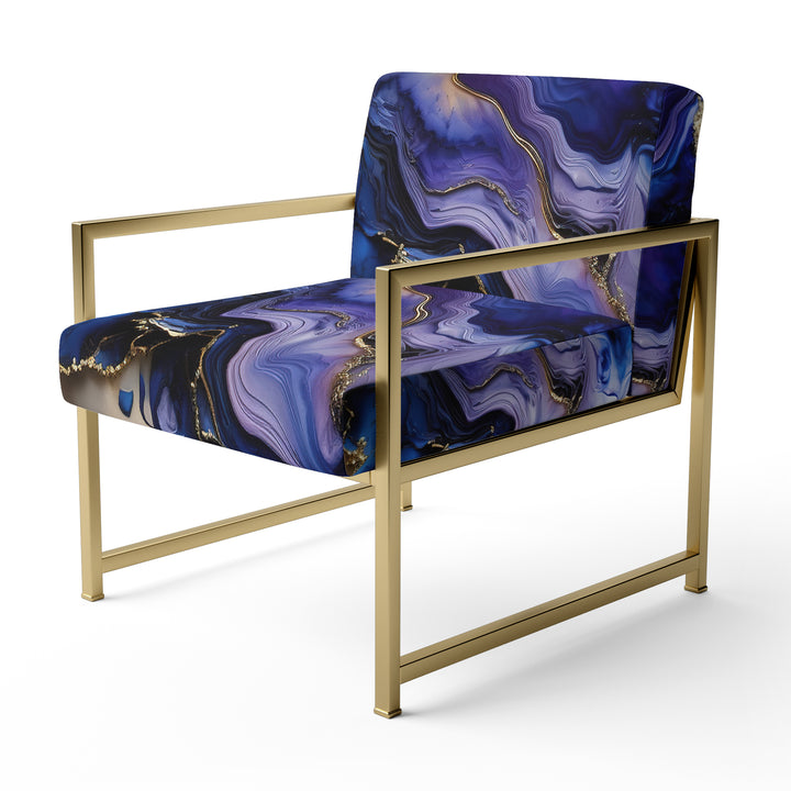 Abstract Geode Gold And Purple Marble - Modern Arm Chair