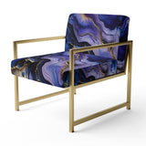 Abstract Geode Gold And Purple Marble - Modern Arm Chair