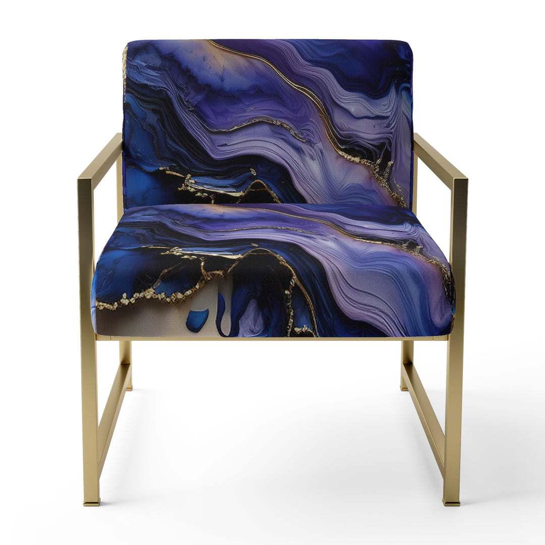 Abstract Geode Gold And Purple Marble - Modern Arm Chair
