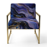Abstract Geode Gold And Purple Marble - Modern Arm Chair