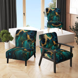Abstract Geode Marble Green And Gold - Modern Arm Chair