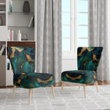 Abstract Geode Marble Green And Gold - Modern Arm Chair