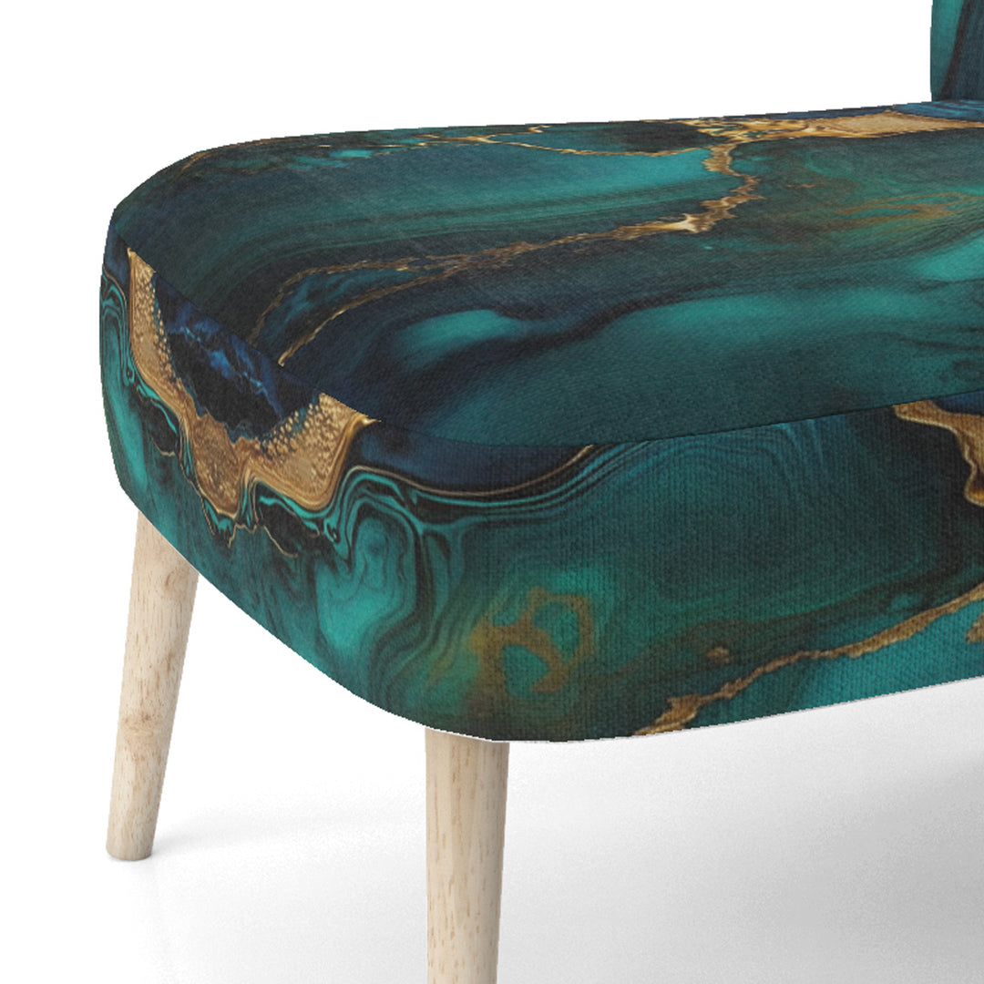 Abstract Geode Marble Green And Gold - Modern Arm Chair