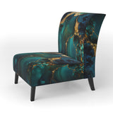 Abstract Geode Marble Green And Gold - Modern Arm Chair