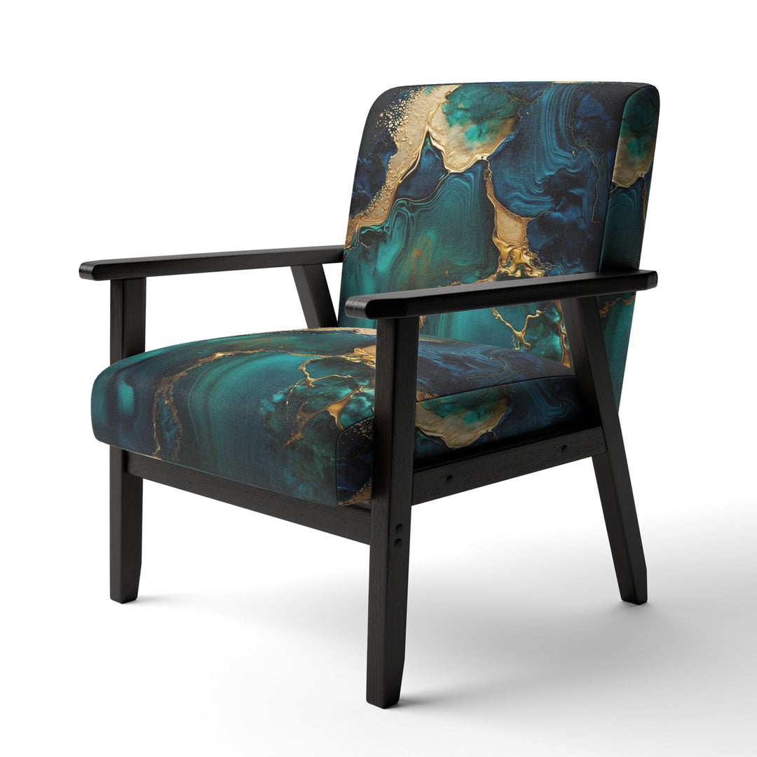 Abstract Geode Marble Green And Gold - Modern Arm Chair