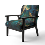 Abstract Geode Marble Green And Gold - Modern Arm Chair