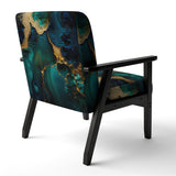Abstract Geode Marble Green And Gold - Modern Arm Chair