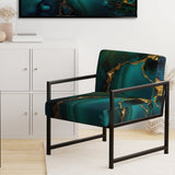 Abstract Geode Marble Green And Gold - Modern Arm Chair