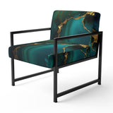 Abstract Geode Marble Green And Gold - Modern Arm Chair