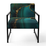 Abstract Geode Marble Green And Gold - Modern Arm Chair