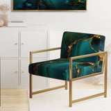 Abstract Geode Marble Green And Gold - Modern Arm Chair