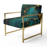 Abstract Geode Marble Green And Gold - Modern Arm Chair
