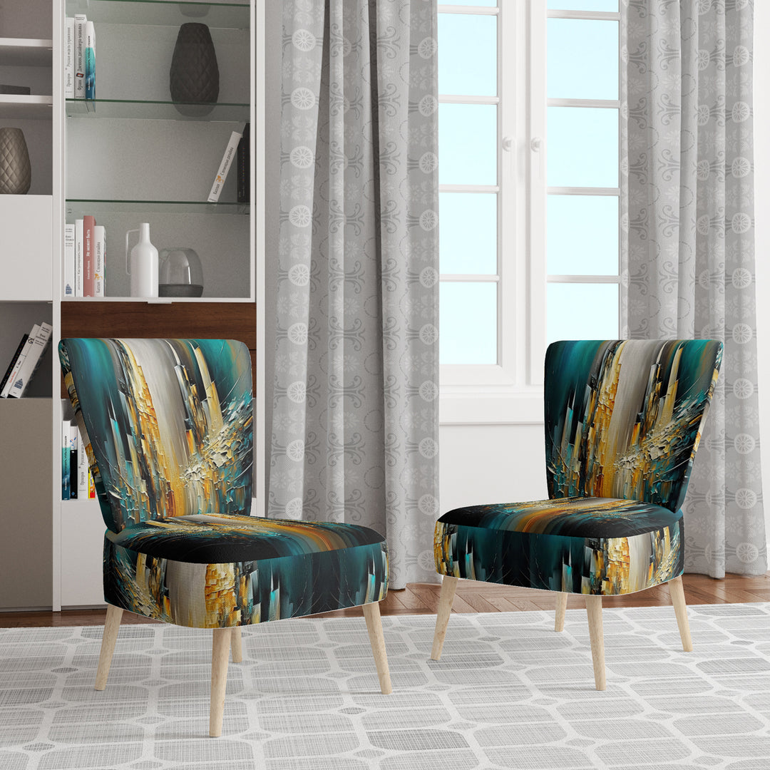 Abstract Geometric Green And Yellow - Modern Arm Chair