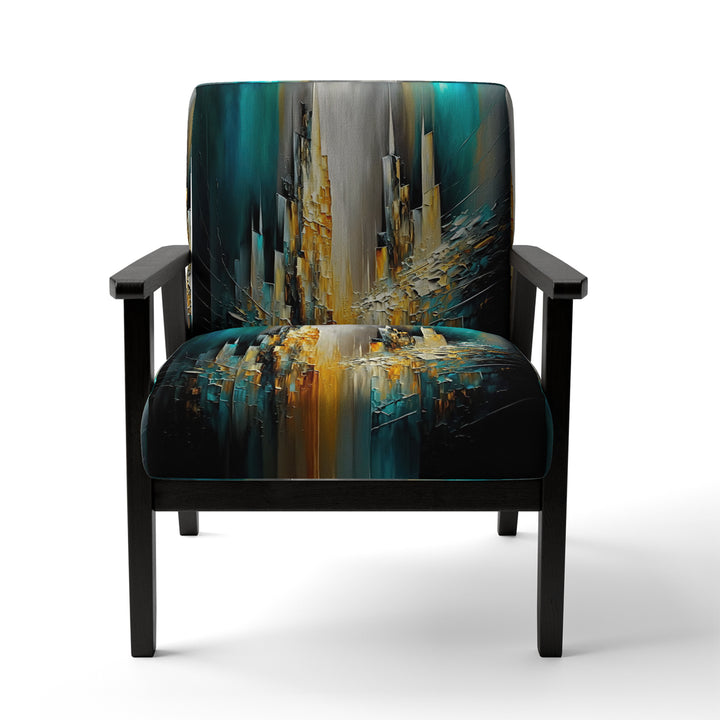 Abstract Geometric Green And Yellow - Modern Arm Chair