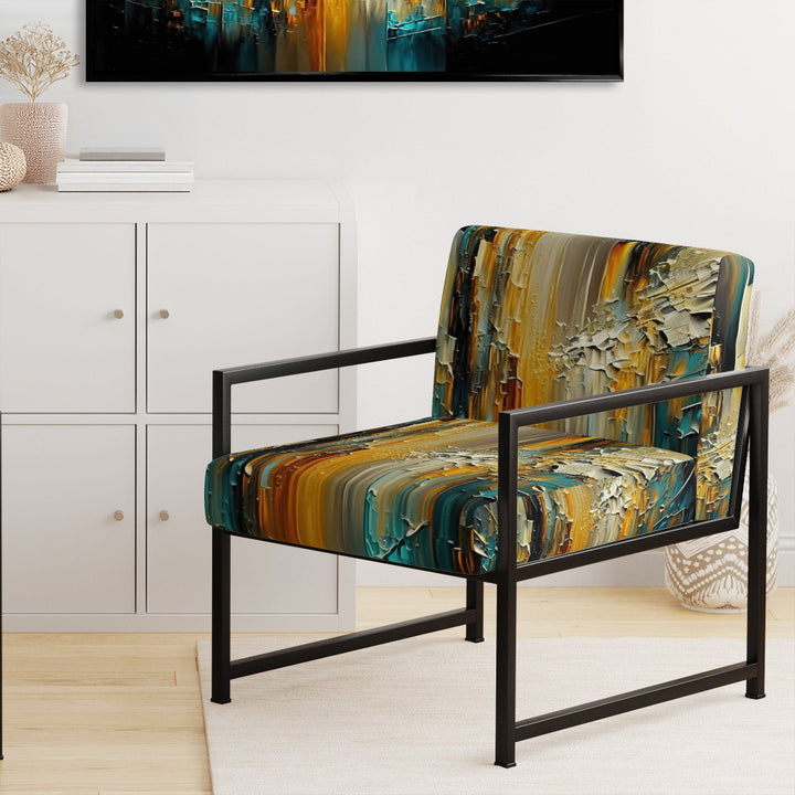 Abstract Geometric Green And Yellow - Modern Arm Chair