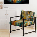Abstract Geometric Green And Yellow - Modern Arm Chair