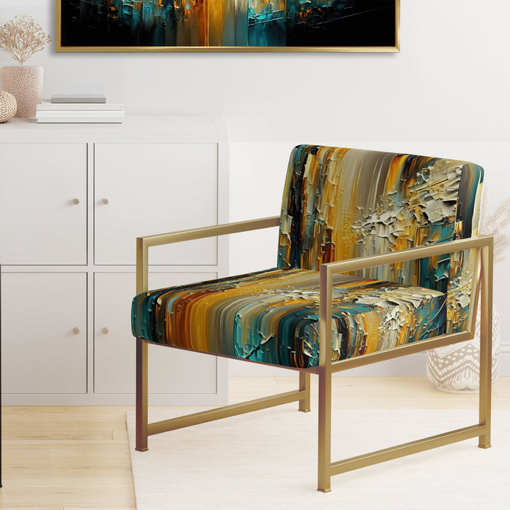 Abstract Geometric Green And Yellow - Modern Arm Chair