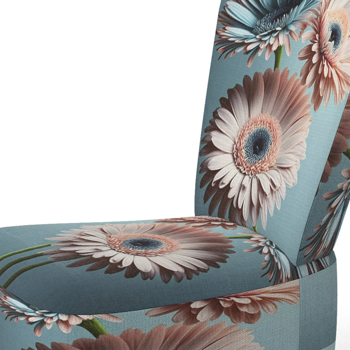 Orange Gerbera Hyper Realistic Flowers - Traditional Accent Slipper Chair